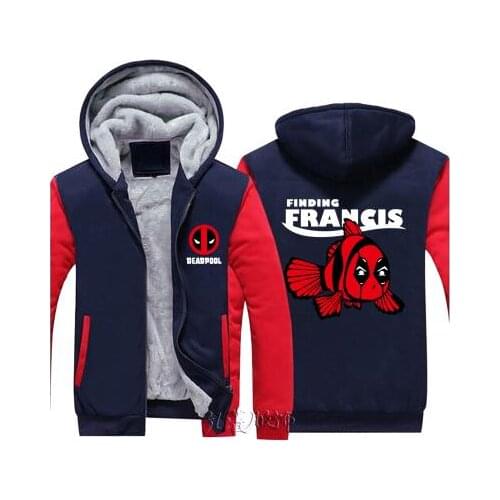 Deadpool Hoodie Finding Francis Thick Zipper Men Sweatshirts Deadpool Wade Wilson Hoody Jacket Coat Size S-3XL