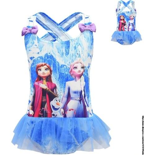 Disney Frozen Girls Swimsuit Summer Toddler Girls Swimwear Kids Cartoon Print Children Bathing Suit One Pieces Swim Wear Cute