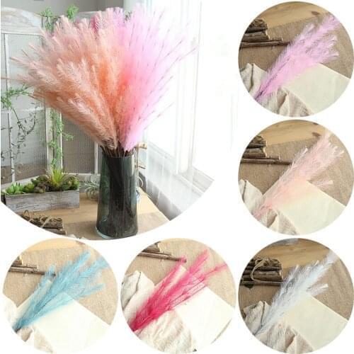 Artificial Flower Papyrus Natural Color Grass Reed Simulation Plant DIY Wedding Flowers Bunch Home Decoration Fake Bouquet 77cm