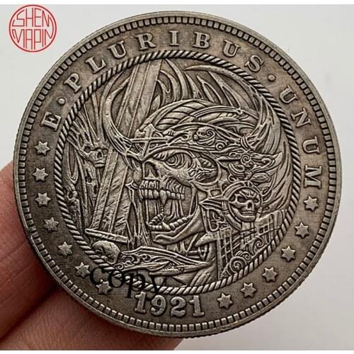 Skeleton Armor Warrior 1921 Copy Coin Freedom of the Eagle Copper Coins Tramp Challenge Coins