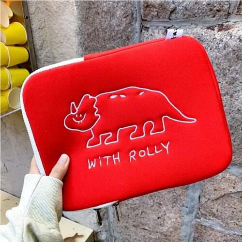 Dinosaur laptop bag Korea cute pro13 liner bag 15ins 11 inch Protective Cover Laptop Case Cover Tablet ins Girl Red