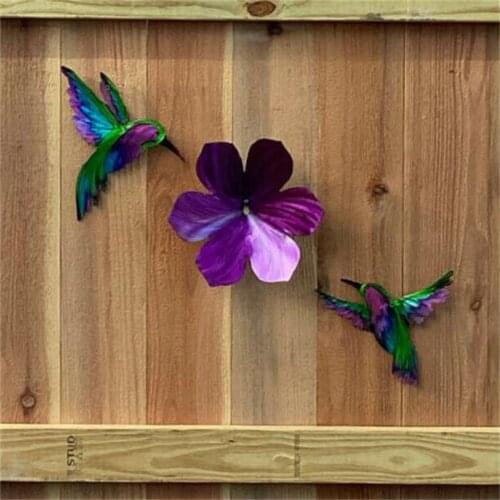 Hummingbird Flower Metal Decoration Hummingbird Wall Decoration Outdoor Family Bedroom Garden Terrace Porch Fence Decoration L3