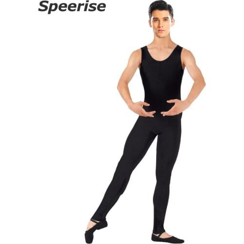 Men One Piece Tank Unitard Ballet Sleeveless Skin-tight Dance Costumes Spandex Jumpsuits Workout Biketard Bodysuit Catsuit Lycra