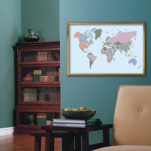 59*42cm The Wall World Map Vintage Poster Eco-friendly Canvas Painting Living Room Home Decoration Travel School Supplies