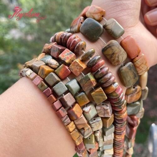 Natural Picasso Jaspers Oval Square Rectangle Multicolor Loose Stone Beads For Jewelry Making DIY Necklace Bracelet Earring 15"