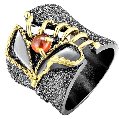 New Black Gold Color Party Ring Lead Free Setting with AAA Cubic Zirconia Fashion rings