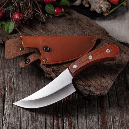 Butcher Knife Kitchen Boning Forged Hammered High Carbon Steel Slaughter knife With Cover Protector Hammer Forged Cooking Tools