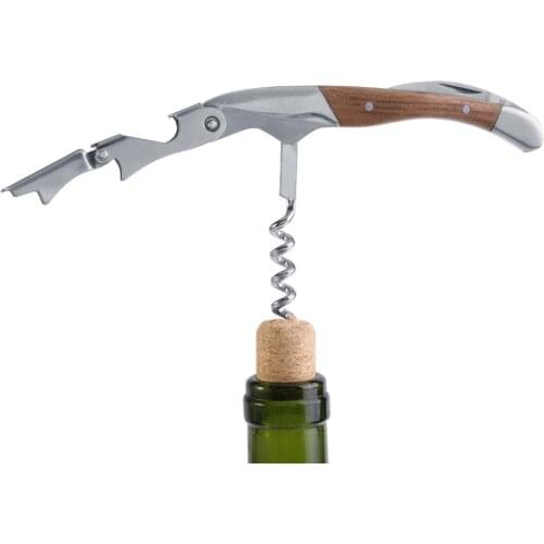 Professional Wine Opener With Wood Handle Corking Wine Bottles Screw Corkscrew Wine Opener Jar Can Opener Bar Accessories