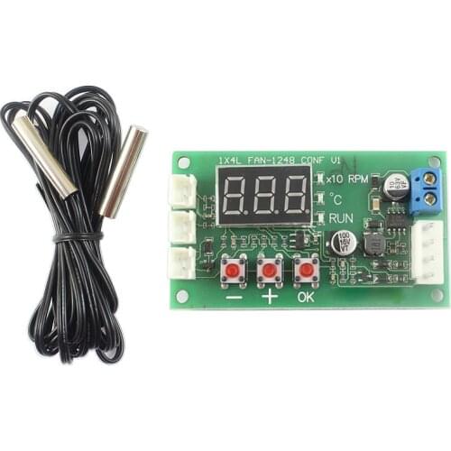 DC 12V 24V 48V 5A PWM Motor Fan Temperature Controller 4-wire Digital Display Fan Speed Controller PWM Signal Support EC EBM Fan
