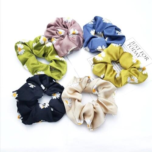 Korean Style Satin Silk Hair with Small Wrinkle Chrysanthemum Hair Ring Hair Ornament Elastic Hair Rope Hair Scrunchie