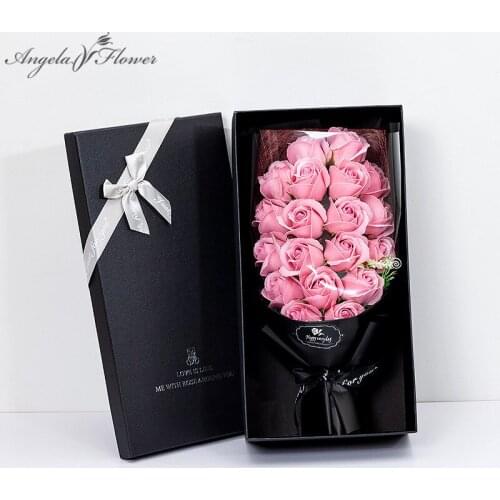 Romantic Valentines Day Gift Soap Flower Bouquet With Gift Box Artificial Rose Wedding Party Ornaments Crafts Mothers Day Gift