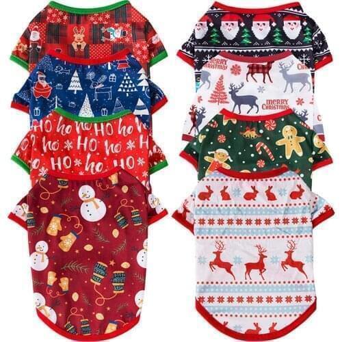 Christmas Dog Clothes Polyester Pet Clothing Hoodies For Small Dogs Cats Shirt Jacket Coat Puppy Dog Costume Yorkshire Outfits