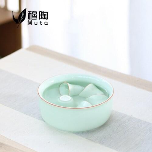 Hand-Painted Tea Landscape Ceramic Large Cup Wash Writing-Brush Washer Tea Set Accessories Cup Wash Bowl Tea Basin Cup Wash