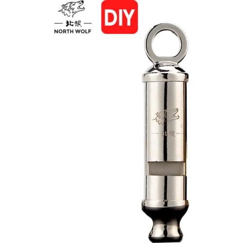Silver Stainless steel high-frequency high decibel lifesaving metal outdoor survival whistle with lanyard