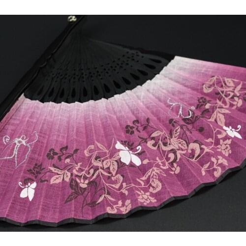 Chinese Style Cotton Japanese Paint Antique ya ma shan Bamboo Fan Dance Cheongsam Womens round Silk Fan Fan Print Fabric