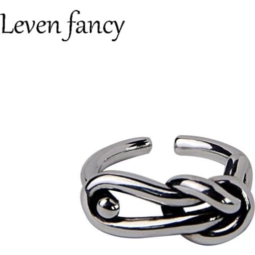 925 Sterling Silver Ring Intertwined Knotted Ring For Women Elegant Vintage Silver Ring Adjustable Fine Jewelry 925 Korean Gift