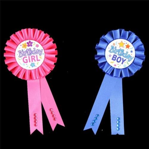 Birthday Girl Boy Award Ribbon Rosette Badge Pin Childrens Party Favors