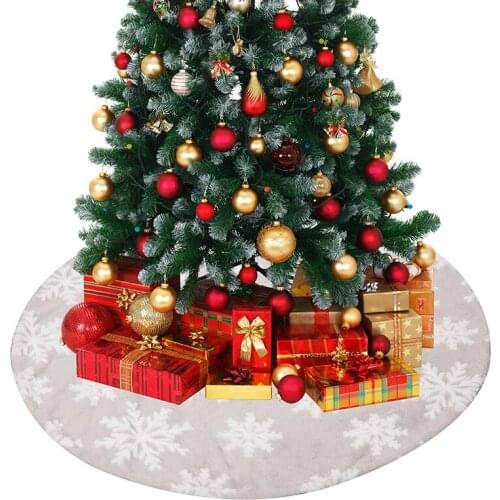 1pc Dia 120cm Fluffy Short Plush White Snowflake Merry Christmas Tree Skirts Gift Home New Year Christmas Decor Xmas Tree Skirt