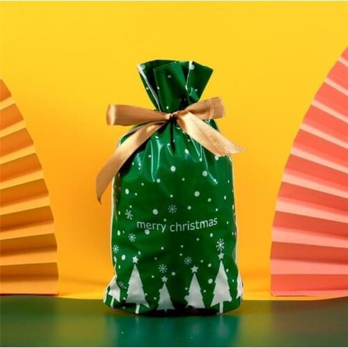 10pcs Christmas Gift Bag Snowflake Elk Santa Claus Candy Bags Merry Christmas Decorations For Home New Year 2021 Decor