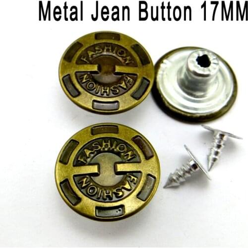 50PCS 17MM Bronze tone Metal Letter Jeans Button Decoration Garment Buttons Sewing Clothes Accessory JMB-382