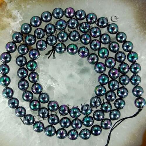 8mm rainbow black natural shell pearl loose beads wholesale price fit diy women necklace bracelet jewelry making 15inch BV41