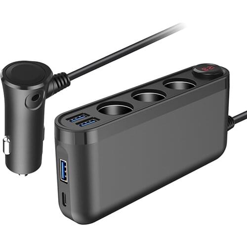 12-24V Power Outlet Adapter Car Lighter Socket 3 USB Portable Mini Professional 120W Phone Charger Quick Charge