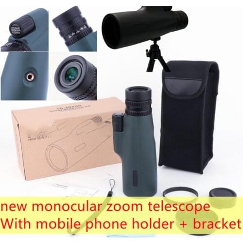 Outdoor Camping Tourism Binoculars Hunting FMC Monocular Zoom Telescope All-optical HD Imaging Spyglass With Smarthone Bracket