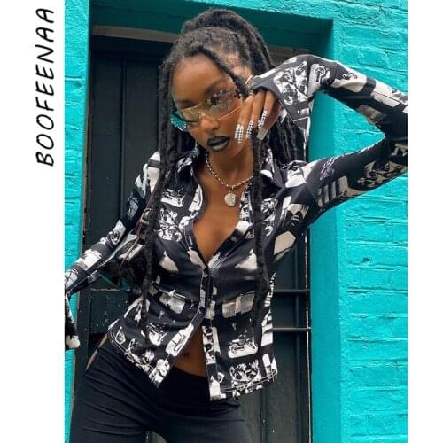 Блузки с принтом BOOFEENAA China At AliExpress