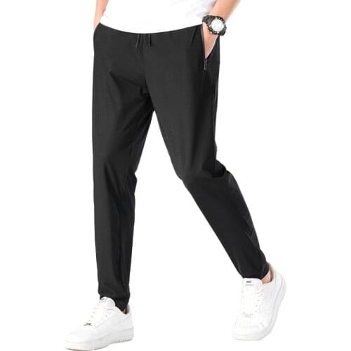 High Quality Casual Big Pants Men Summer Cool Sweatpants Male Trousers Breathable Elastic Plus Size 5XL 9XL150KG Black Pants