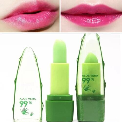 Pure Natural Aloe Vera Natural Moisturizer Lipstick Temperature Changed Color Lip Balm Magic Pink Protector Lips Cosmetics