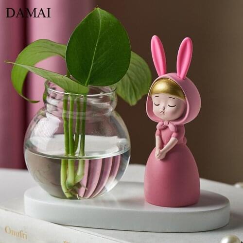 Bunny Girl Flower Vase Nordic Modern Plant Pots Decorative Desk Flowers Vases Living Room Decoration Accessories Home Decor