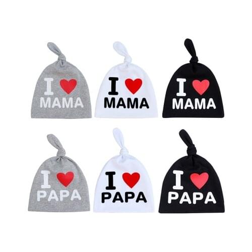 Baby Knot Cotton Hat Spring Autumn Toddler Beanies for Boys Girls Cap Winter Warm I LOVE PAPA MAMA Children Hat