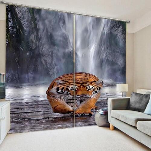Photo Blackout Window Drapes Luxury 3D Curtains For Living room tiger curtains personality curtains