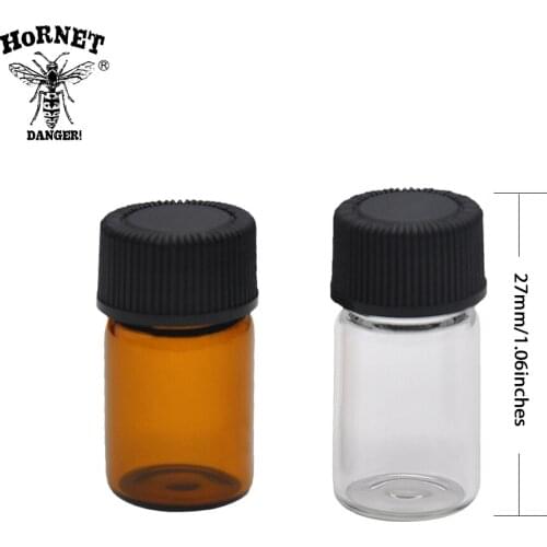 HORNET 48pcs/lot Glass Bottle 27mm Pill box storage bottle case pollen storage Snuff Snorter Bottle.Color Random
