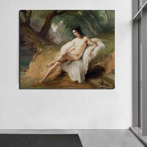 Francesco Hayez Woman By The River Canvas Painting Posters Prints Marble Wall Art Painting Decorative Picture Modern Home Decor