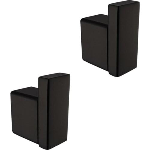 Leyden 2pcs Bathroom Accessories Set Black 2 Robe Hooks Set 304 Stainless Steel Wall Mounted Clothes Towel Hook Hanger