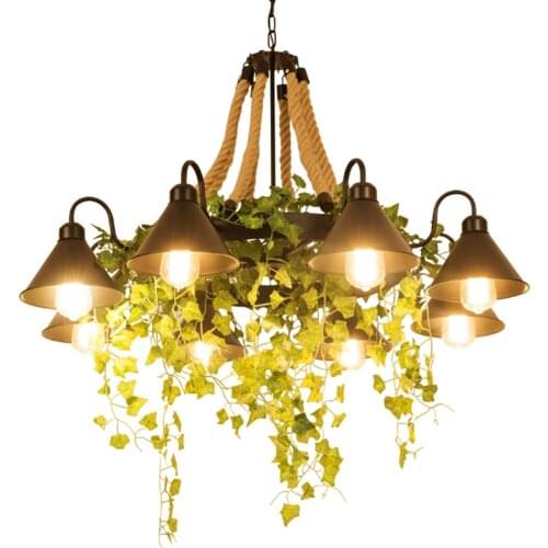 Chandeliers Retro Hemp Rope Chandelier Lamps American Country Restaurant Ceiling Light Cafe Bar Creative Personality Lamp