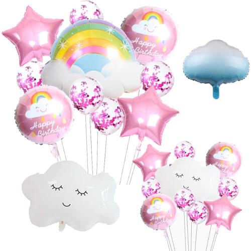 Cute cartoon sun rainbow smile cloud foil balloon summer party birthday party decorations kids baby shower toy helium balloons