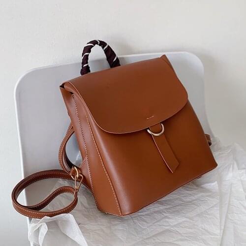 Fashion Women Backpack PU Leather School Bag Multifunctional Schoolbag For Teenage Pure Color Waterproof Backpack