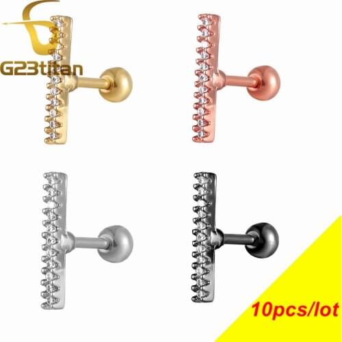 G23titan Punk Male Piercing Ear Cartilage Earrings Rings Crystal Ear Studs pierce 4Colors Man Accessories Women Body Jewelry