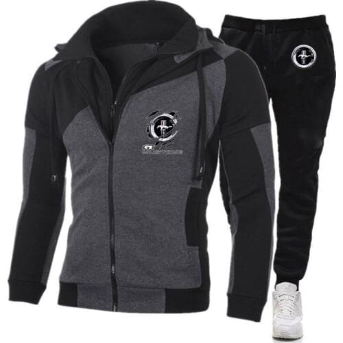 2021 Spring and Autumn Mens Mustang Printing Jackets Sport Suits Hip Hop Male Hoodies Fashion Fitness sweater Sweatpant Set