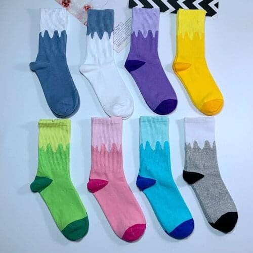 Melting Pattern Girls Socks Color Cool Hip Hop Street Fashion Sock Unique Design Cotton