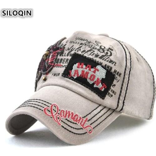 SILOQIN Snapback Cap New Trend Cotton Mens Baseball Cap Letter Retro Printing Tongue Caps Adjustable Patch Embroidery Visor