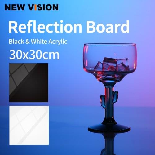30x30cm Reflective Black & White Acrylic Display Boards for Tabletop Product Photography Reflective Matte Flat Finish Background