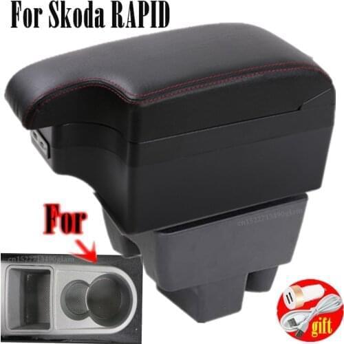 For Skoda RAPID Armrest Rapid Retrofit parts dedicated Car Armrest box Center Storage box car accessories Interior with 6USB