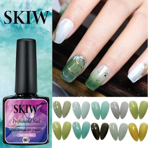 SKIW Nail Polish Gel Uv Art Design Set Design Nails Green Semi Permanent Varnish For Nail Art Varnishes Set Sculpting Jade