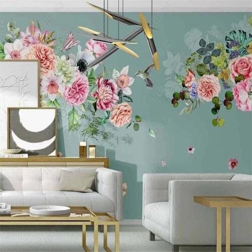 Custom Any Size American Pastoral Flowers and Birds Romantic Floral Wall Paper 3D Living Room Bedroom Decor Mural Wallpaper 3D