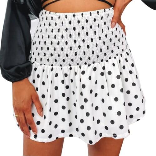 Casual Polka Dots Ruffle Skirt Women E Girl Summer Chic Beachwear Vintage Cottagecore Fairy Stretchy High Waist Sexy Mini Skirt