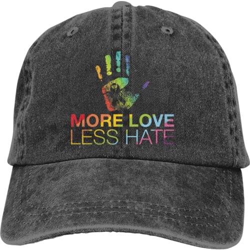 Adjustable Solid Color Baseball Cap More Love Less Hate Washed Cotton LGBT transgender Sports Woman Hat