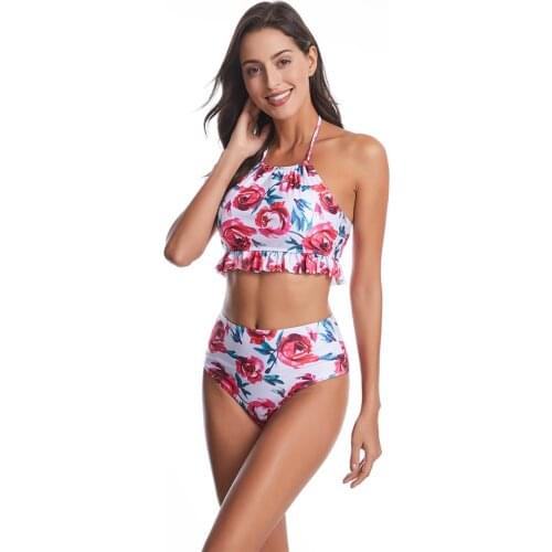 Sexy Flower Bikini Set Retro Women Push up Bra Bandeau Bikinis Padded Summer Female Biqinis Lace Swimsuit Brazilian Beachwear